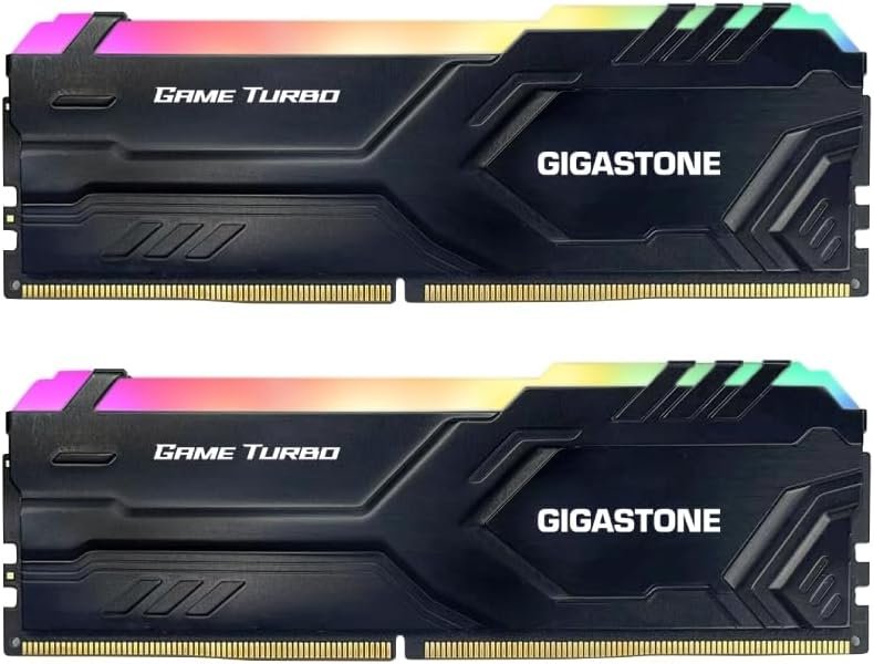 【RGB DDR4 RAM】 GIGASTONE Game Turbo 32GB Kit(2x16GB) DDR4 3200MHz PC4-25600 CL 16-18-18-40 Intel XMP 2.0 AMD Ryzen 1.35V UDIMM 288pin sin búfer sin ECC PC Desktop de Memoria Alto R