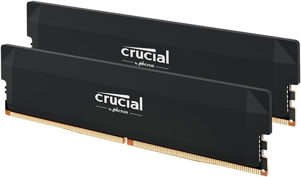 Crucial Pro RAM DDR5 32GB (2x16GB) 6000MHz CL36, Overclocking Gaming, Intel XMP 3.0 / AMD Expo, PC Memoria, Negro - CP2K16G60C36U5B