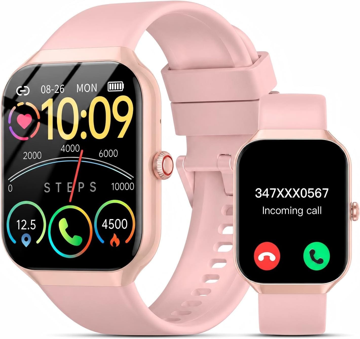 Reloj Inteligente Mujer, 1,96" HD, 200+ esferas, Llamadas Bluetooth, IP68