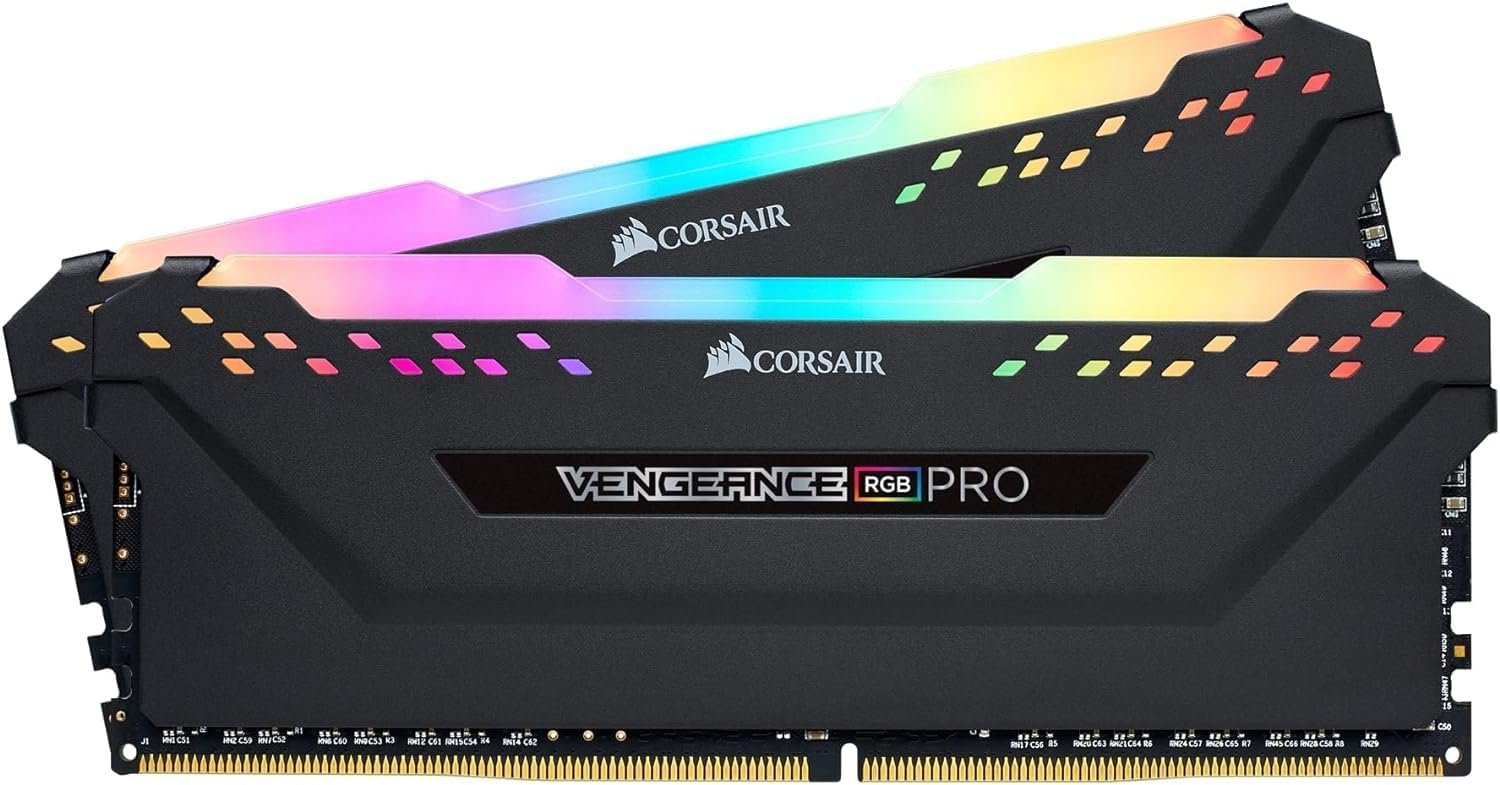 CORSAIR Vengeance RGB Pro DDR4 RAM 32GB (2x16GB) hasta 3200MHz CL16-20-20-38 1.35V Intel AMD Memoria de Ordenador de Sobremesa - Negro (CMW16GX4M2C3200C16)