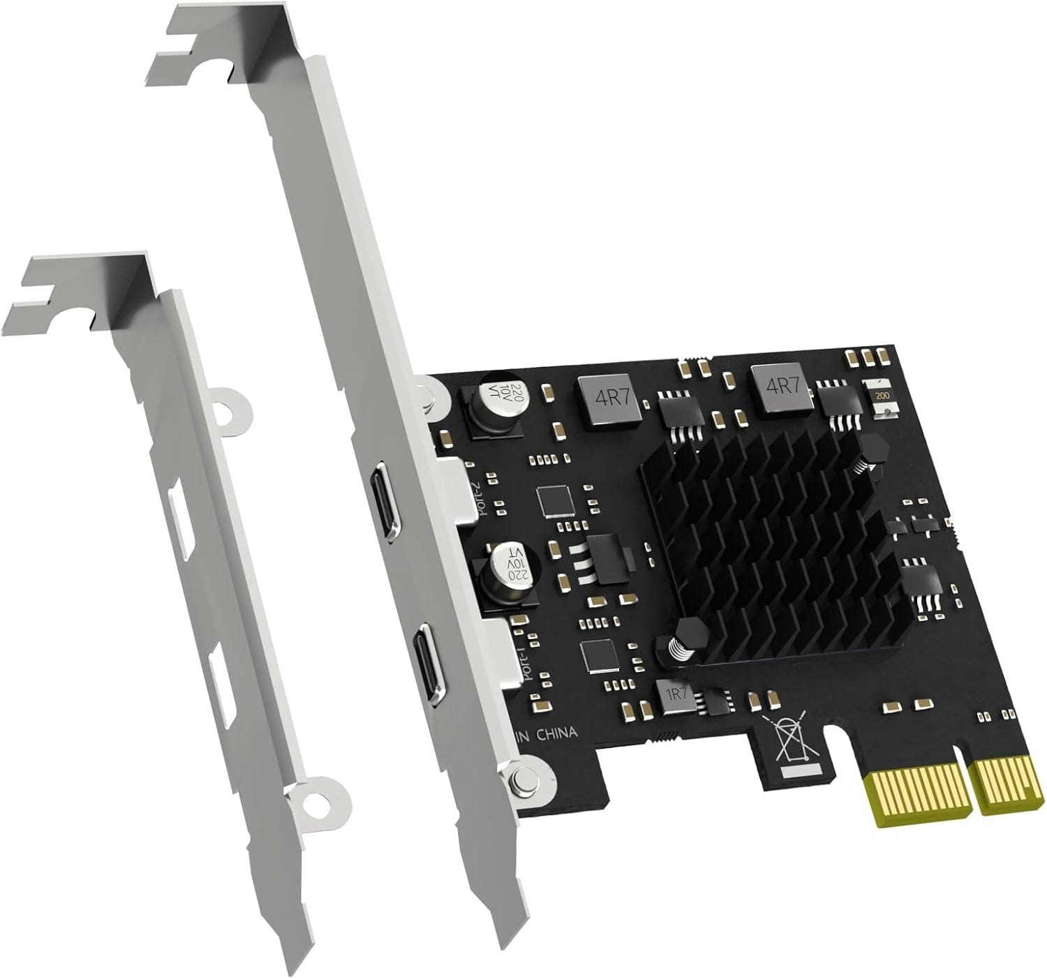 GLOTRENDS U3142CX1 Tarjeta de expansión PCIe USB C de 2 Puertos 10Gb (USB 3.2 Gen2), Interfaz PCIe X1