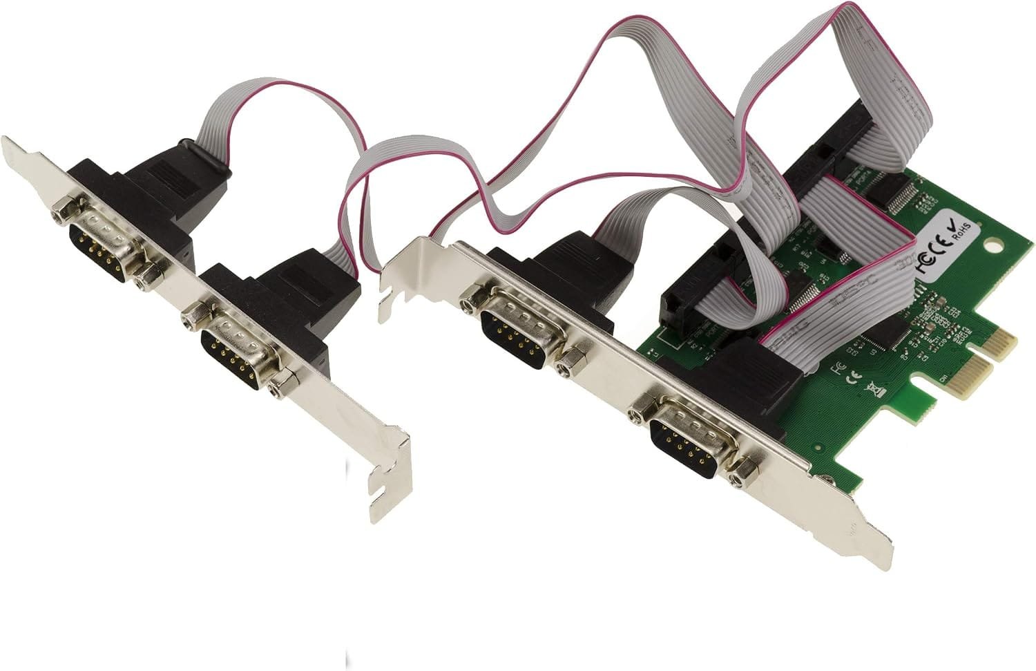 KALEA-INFORMATIQUE Tarjeta controladora PCI Express PCIe Serial RS232 de 4 Puertos con chipset ASIX AX99100. con Soportes de Perfil bajo y Alto