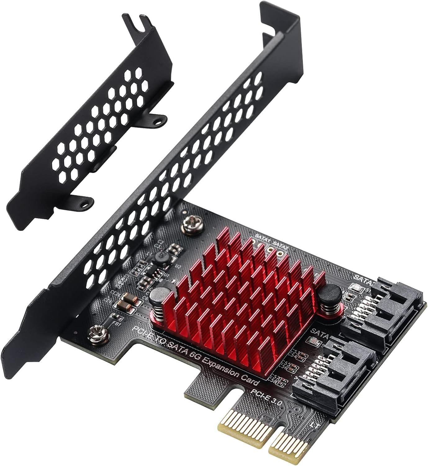 Tarjeta PCIe SATA de 2 Puertos - Tarjeta de expansión SATA 3.0 GEN3 PCI Express x1,6 GBP/s, Soporte de Deflector de Media Altura (Chip JMICRON JMB582)