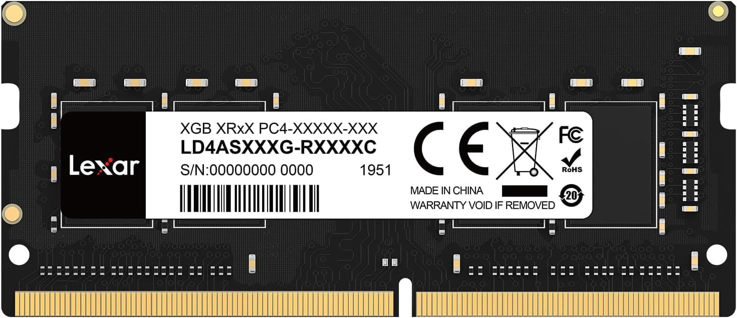 Lexar SODIMM 32GB DDR4 RAM 3200 MHz, Memoria RAM DDR4 SODIMM de 260 pines para ordenador portátil de alto rendimiento So-DIMM Memoria Upgrade, Memoria para ordenador portátil/Noteb