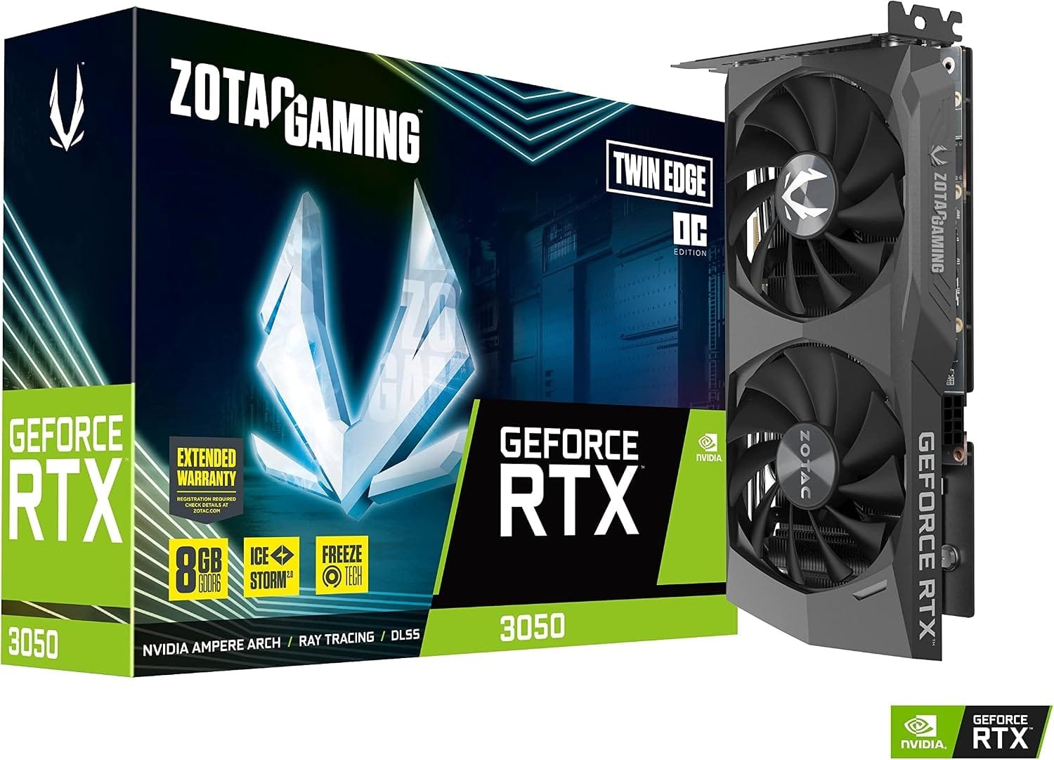 Zotac Nvidia GeForce RTX 3050 Twin Edge OC LHR - Tarjeta gráfica, 8 GB, Color Negro